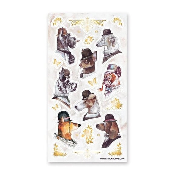 3‎ for $15 - NEW Dapper Dogs Sticker Sheet - Vintage & Retro Stickers - Picture 2 of 4